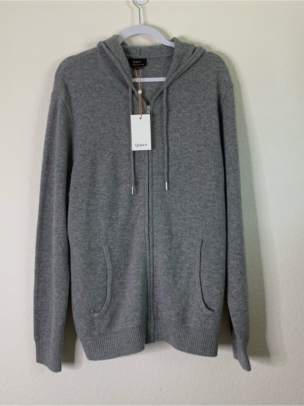 Quince Mens 100% Mongolian cashmere full zip hooded sweater XL NWT